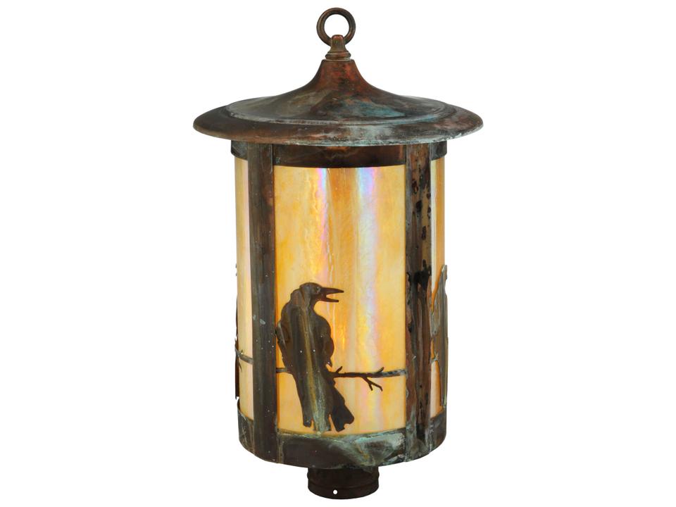 Fulton Crow 1-Light Post Mount Lantern in Vintage Copper