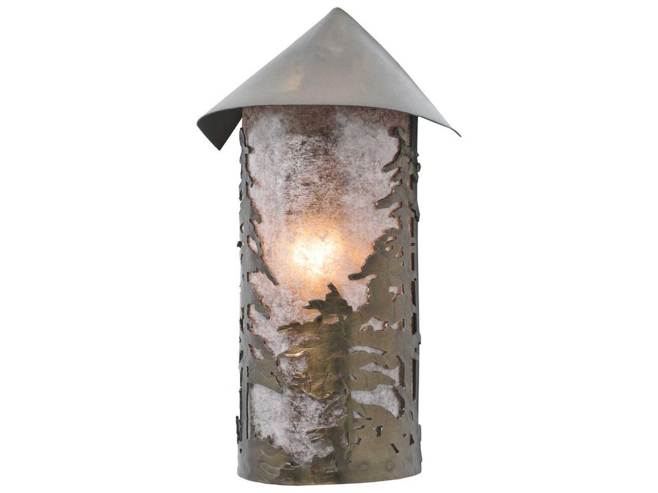 Pines 1-Light Outdoor Wall Sconce in Rustic Bronze with Mica Shade