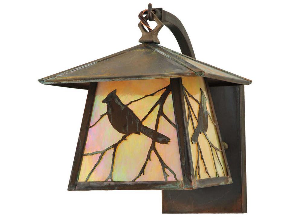 Stillwater Song Bird 1-Light Curved Arm Outdoor Wall Light Vintage Copper