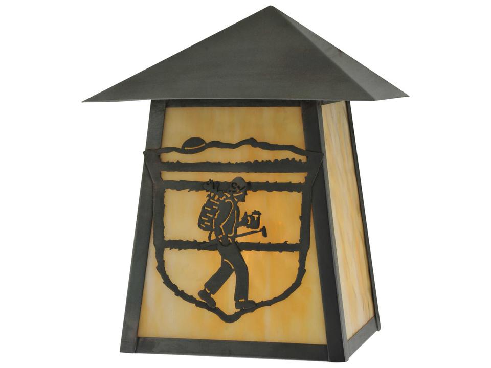 Lake Clear Lodge Hiker 1-Light Outdoor Wall Sconce in Craftsman Brown