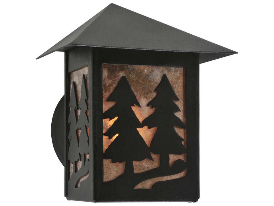 Seneca Tall Pines 1-Light Outdoor Wall Sconce in Black and Silver Mica