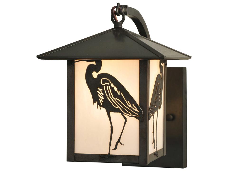 Seneca Heron Curved Arm Outdoor Wall Sconce in Craftsman Brown