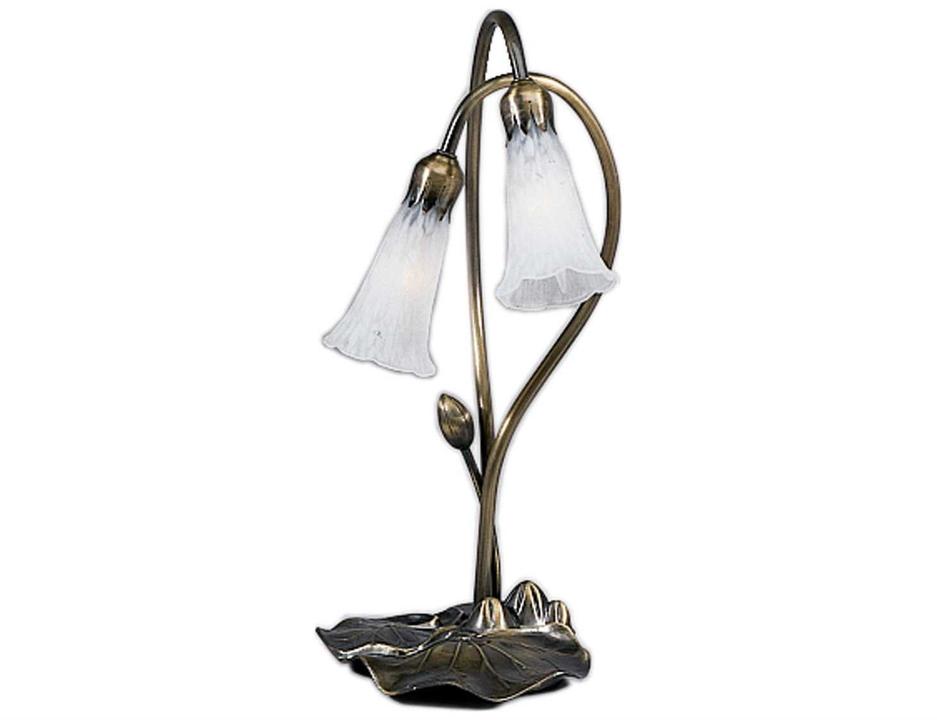White Pond Lily 2-Light Traditional Accent Table Lamp in Mahogany Bronze