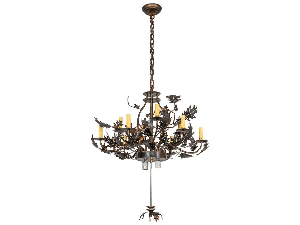 11-Light Oak Leaf & Acorn Candelabra Chandelier in Antique Copper