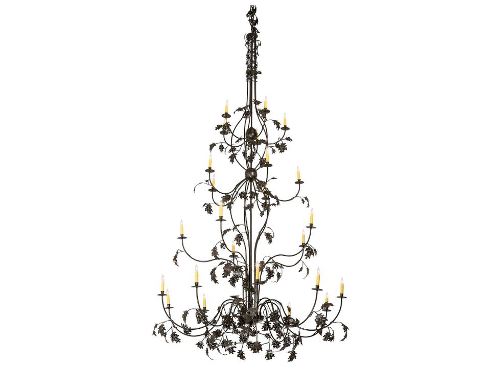 Oak Leaf 25-Light Tiered Candelabra Chandelier in Timeless Bronze