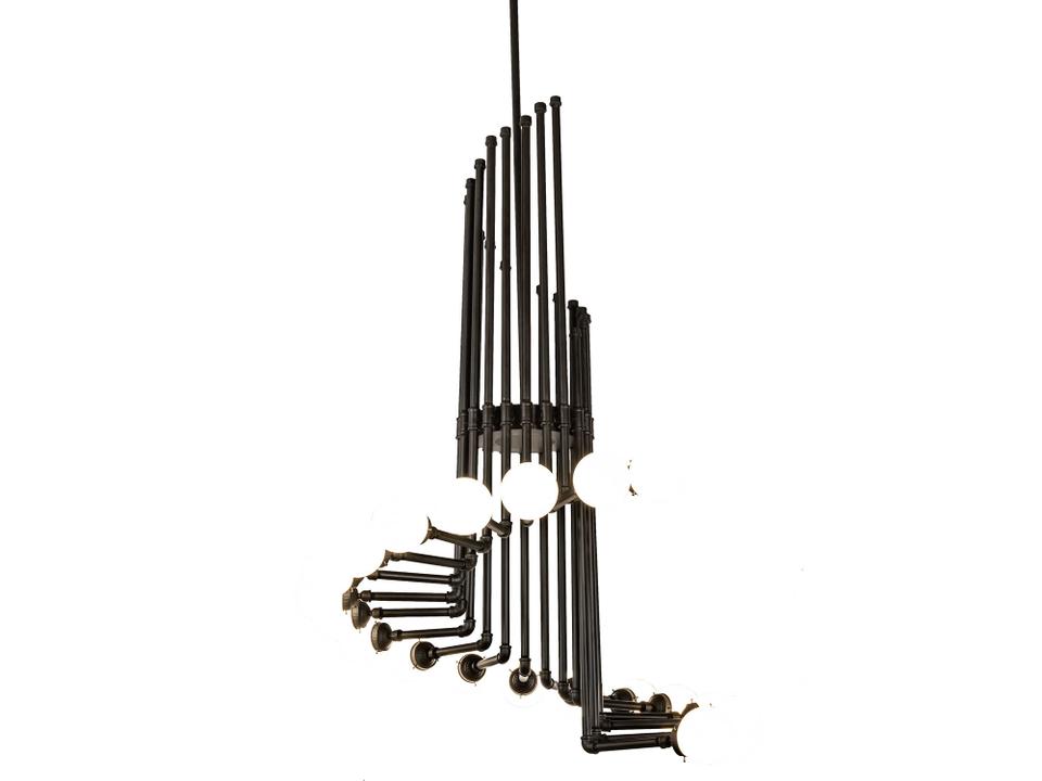 Lighting PipeDream 20-Light Chandelier in Oil Rubbed Bronze with White Glass Globes