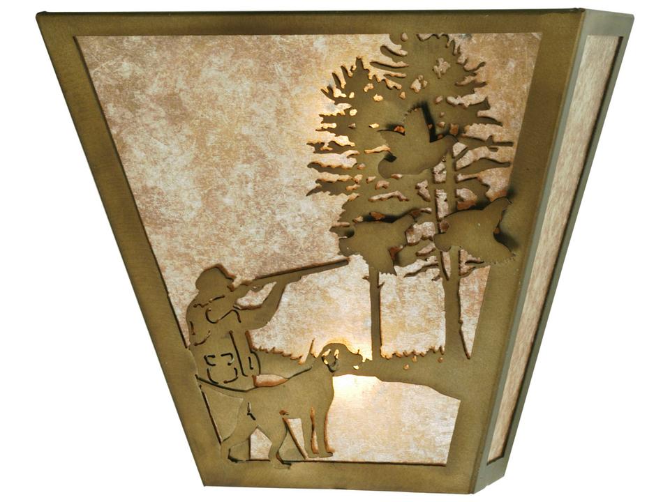 Quail Hunter with Dog 2-Light Outdoor Wall Sconce in Antique Copper