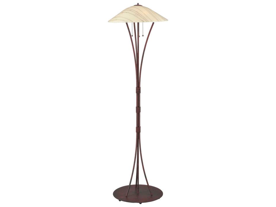 Metro Fusion Branches 3-Light Floor Lamp with Glass Shade and Rust Finish