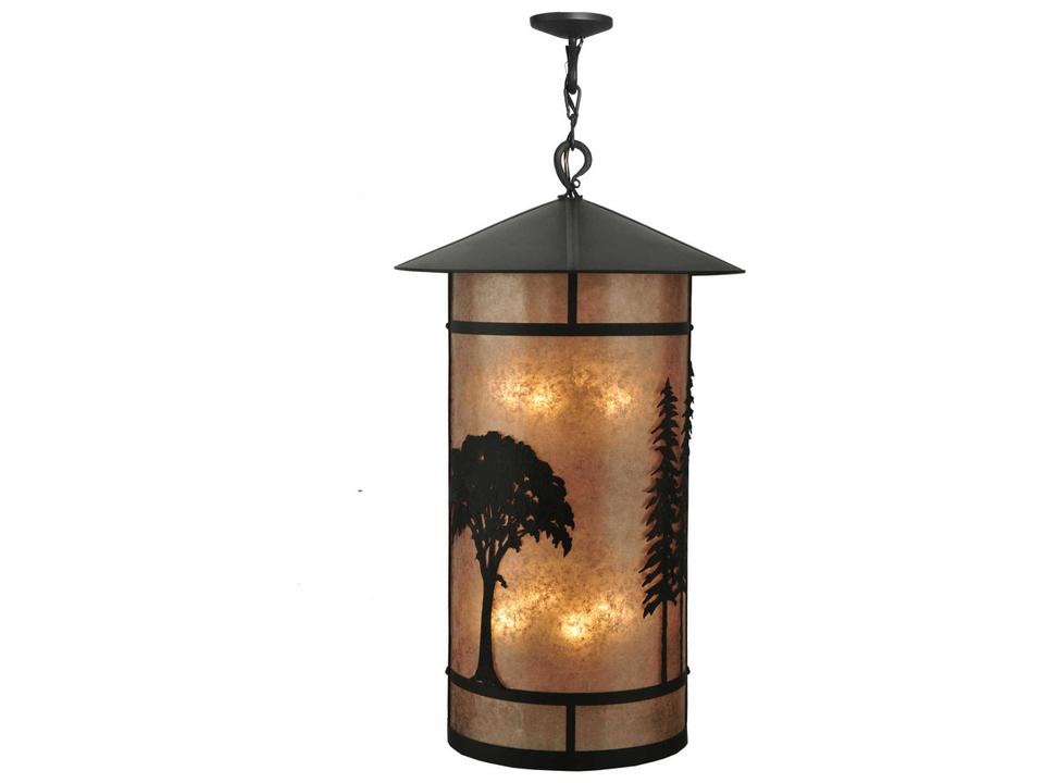 Forest 8-Light Outdoor Hanging Pendant in Wrought Iron Finish