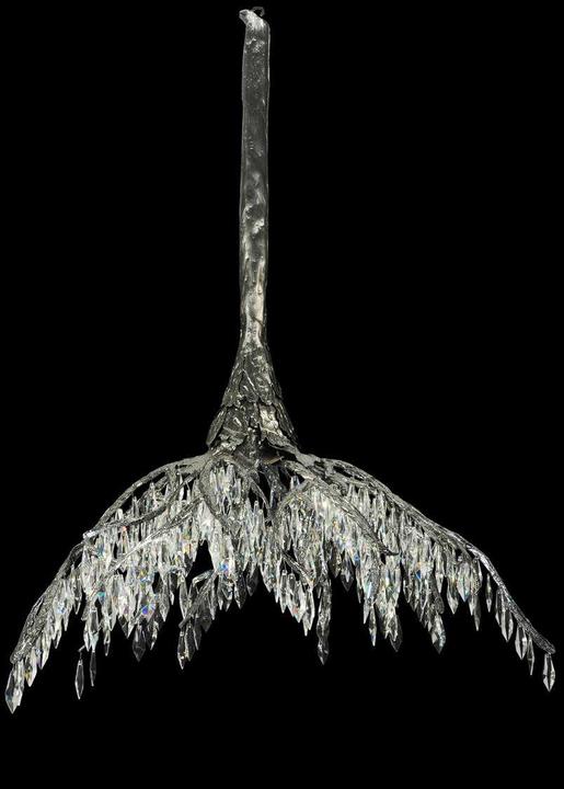 Winter at Stillwater 2-Light Rustic Crystal LED Chandelier in Wrought Iron