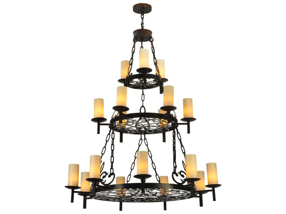 Newcastle 18-Light Tiered Chandelier with Beige Glass Cylinders in Coffee Bean Finish