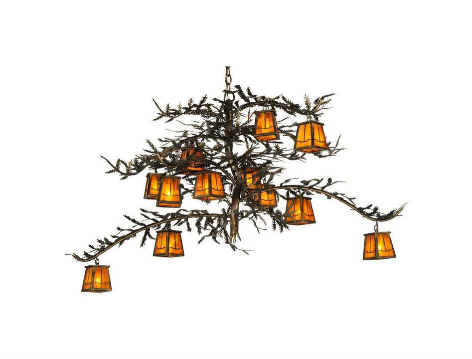 Tiffany Pine Branch Valley View 12-Light Chandelier in Burnished Antique Copper