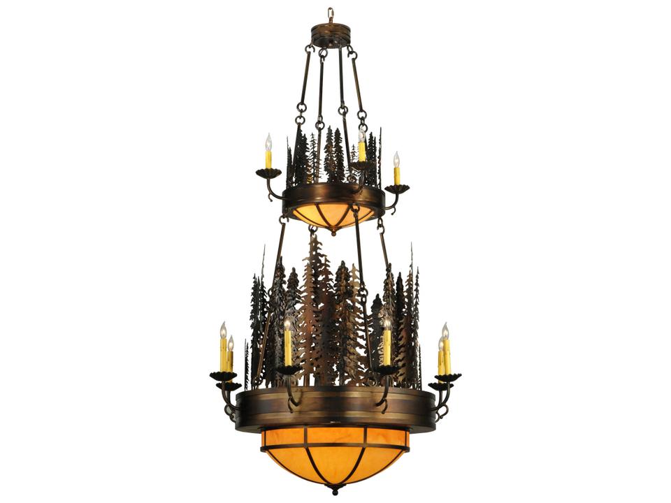 Walden Pine 17-Light Tiered Candelabra Chandelier in Burnished Copper