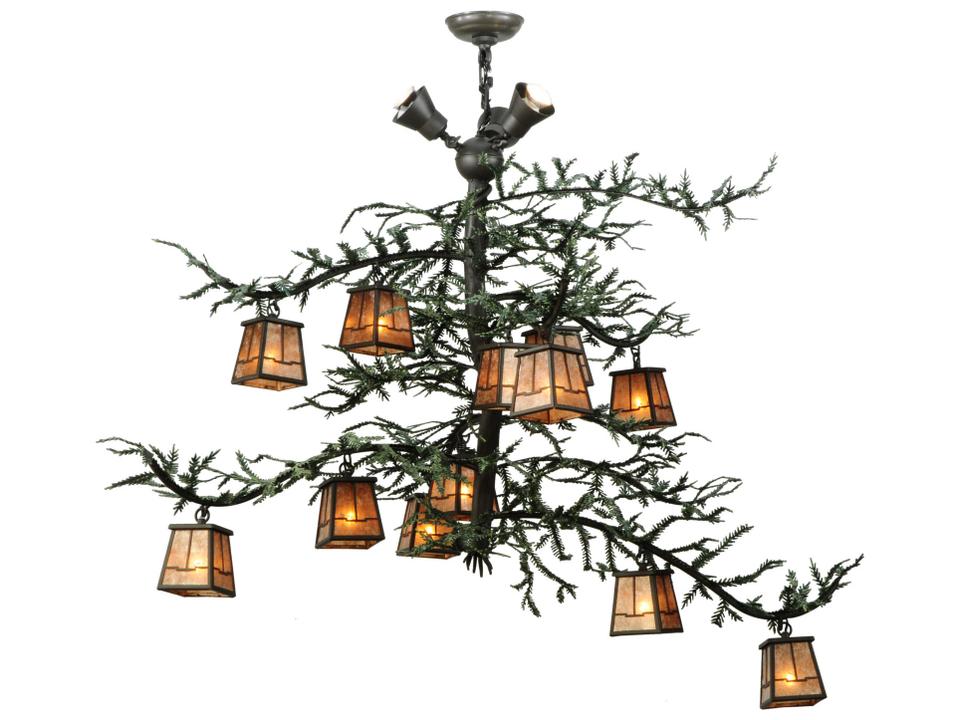 Pine Branch Valley View 15-Light Copper Lantern Chandelier