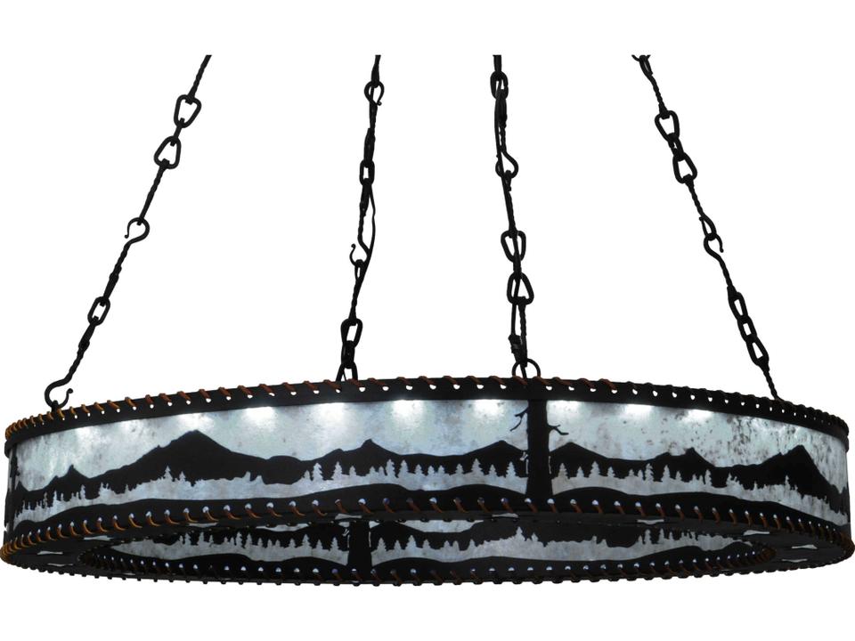 Rustic 3-Light Drum Chandelier in Solar Black and Copper Vein