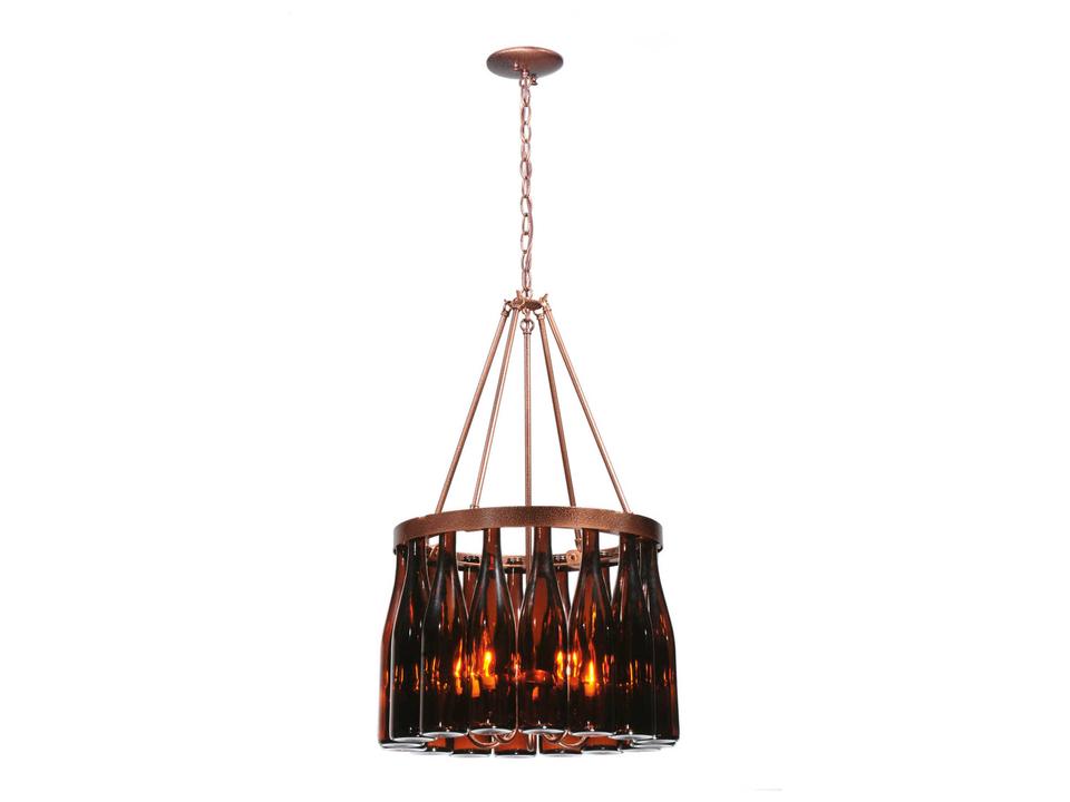 Tiffany 5-Light Tuscan Vineyard Wine Bottle Chandelier in Copper Vein