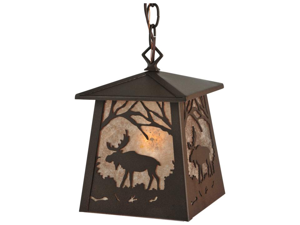 Moose At Dawn 1-Light Hanging Outdoor Light in Cafe Noir
