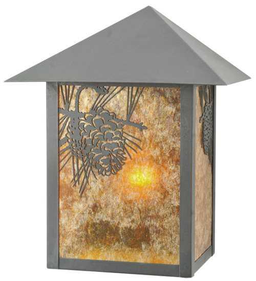 Seneca Winter Pine 1-Light Outdoor Wall Lantern in Verdigris Finish