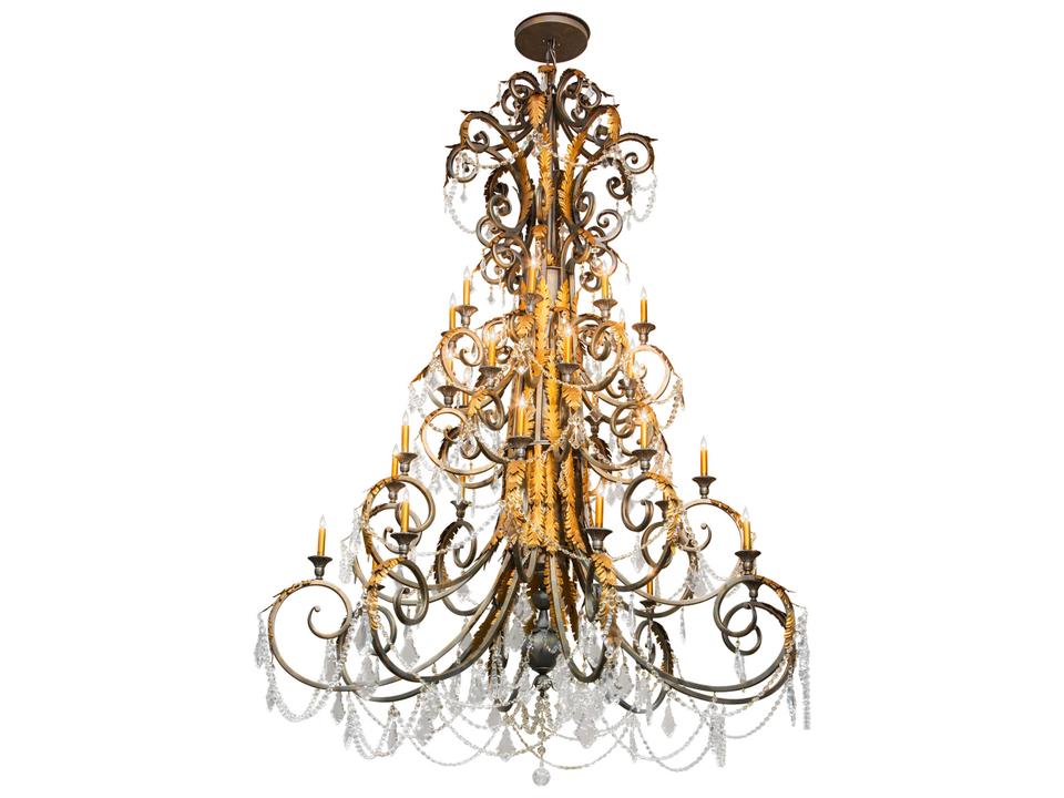 Serratina 32-Light French Bronzed Crystal Gold Candelabra Tiered Chandelier