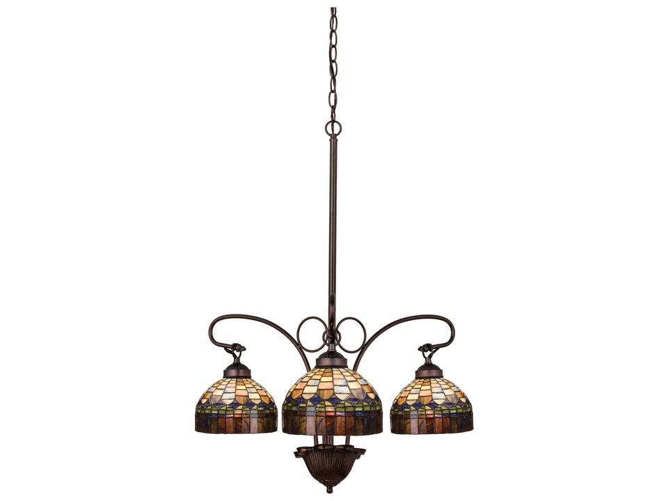 Tiffany Candice 3-Light Victorian Chandelier with Tiffany Glass Dome