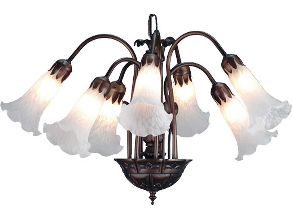 Tiffany 7-Light White Collection Chandelier in Mahogany Bronze Finish