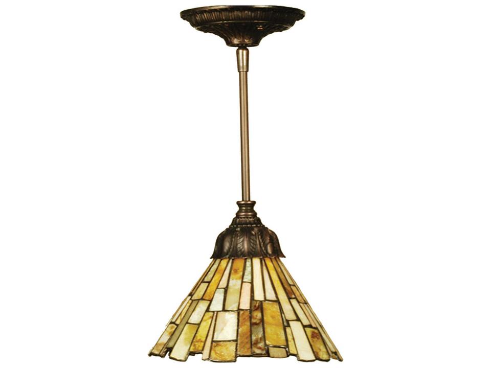 Jadestone Delta 1-Light Tiffany Geometric Mini Pendant in Mahogany Bronze