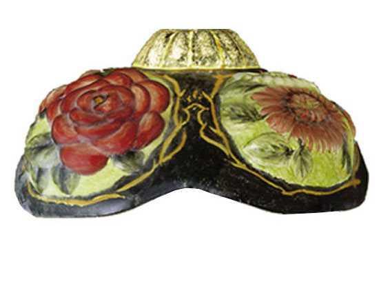 Puffy Oxford Floral Art Glass Lamp Shade Multicolored