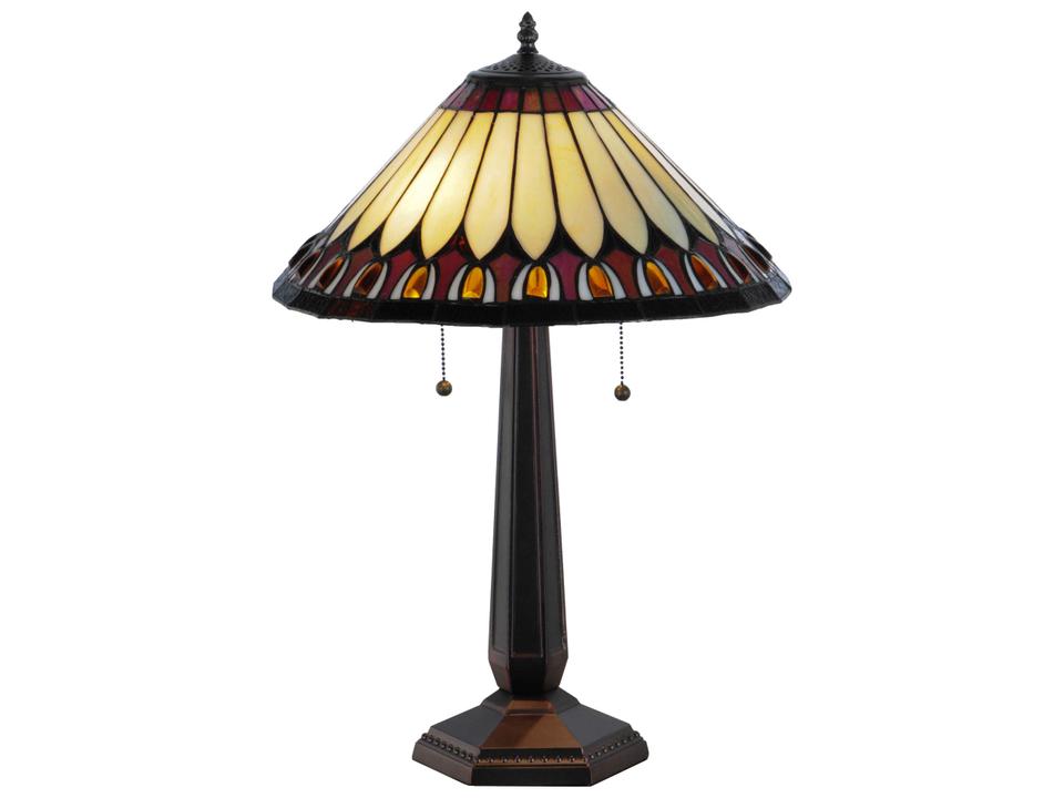 Tiffany Tuscaloosa 2-Light Willow White & Bark Brown Tiffany Table Lamp