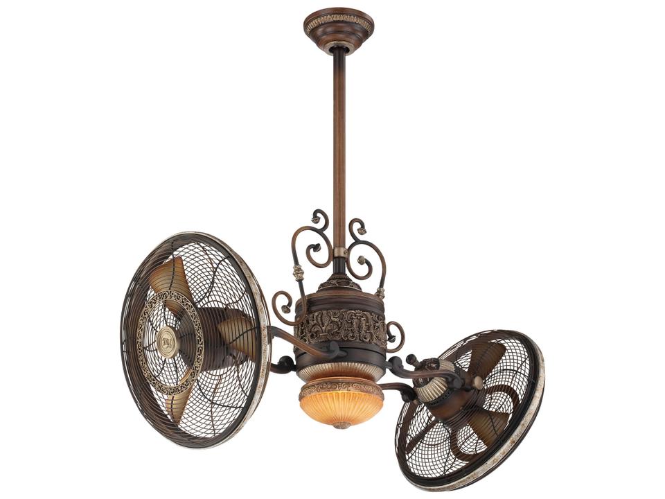 Traditional Gyro 42-Inch 6-Blade Indoor LED Dual Ceiling Fan in Belcaro Walnut
