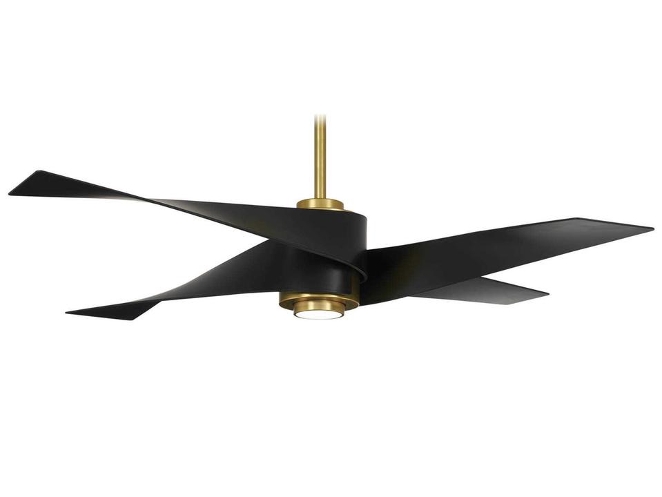 Artemis IV 64-Inch 4-Blade LED Ceiling Fan in Soft Brass with Matte Black Blades