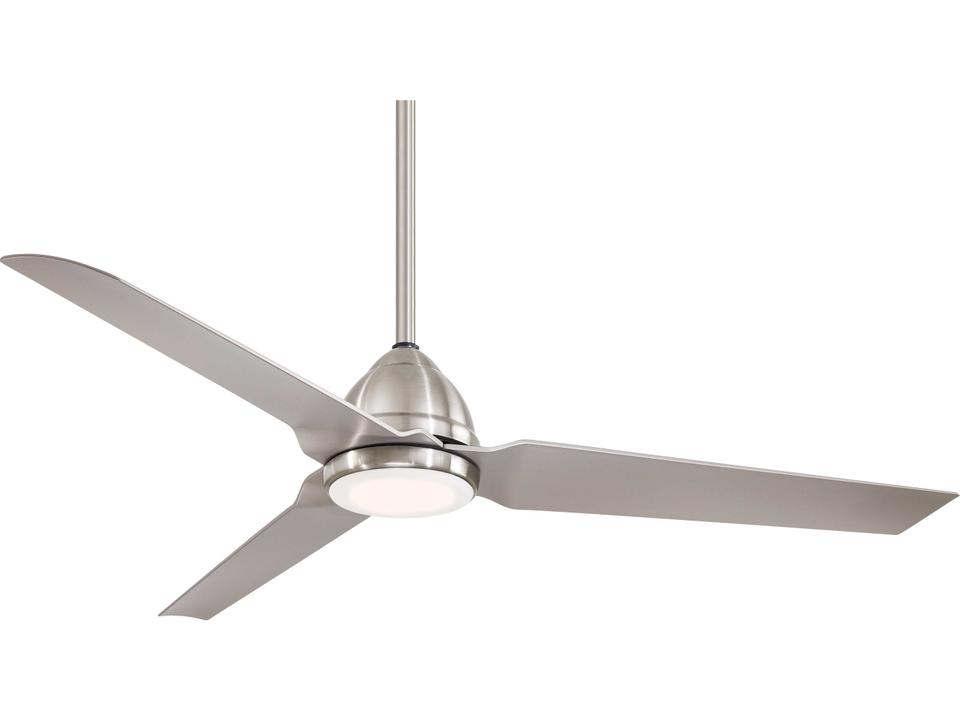 Java LED 54-Inch 3-Blade Outdoor Ceiling Fan in Brushed Nickel Wet with Light