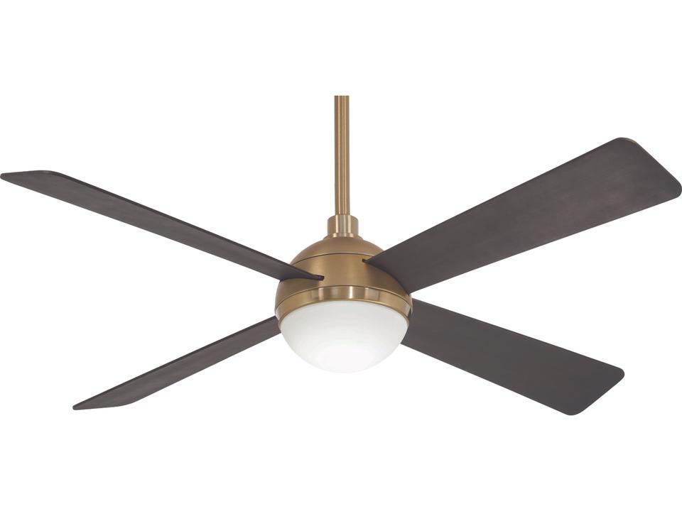 Orb Led 54-Inch 4-Blade Indoor Ceiling Fan in Soft Brass with LED Light