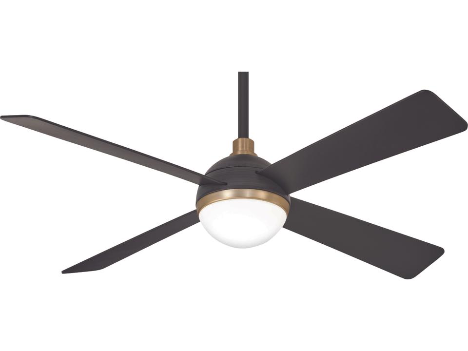 Orb LED 54-Inch 4-Blade Indoor Ceiling Fan in Brushed Carbon with Soft Brass