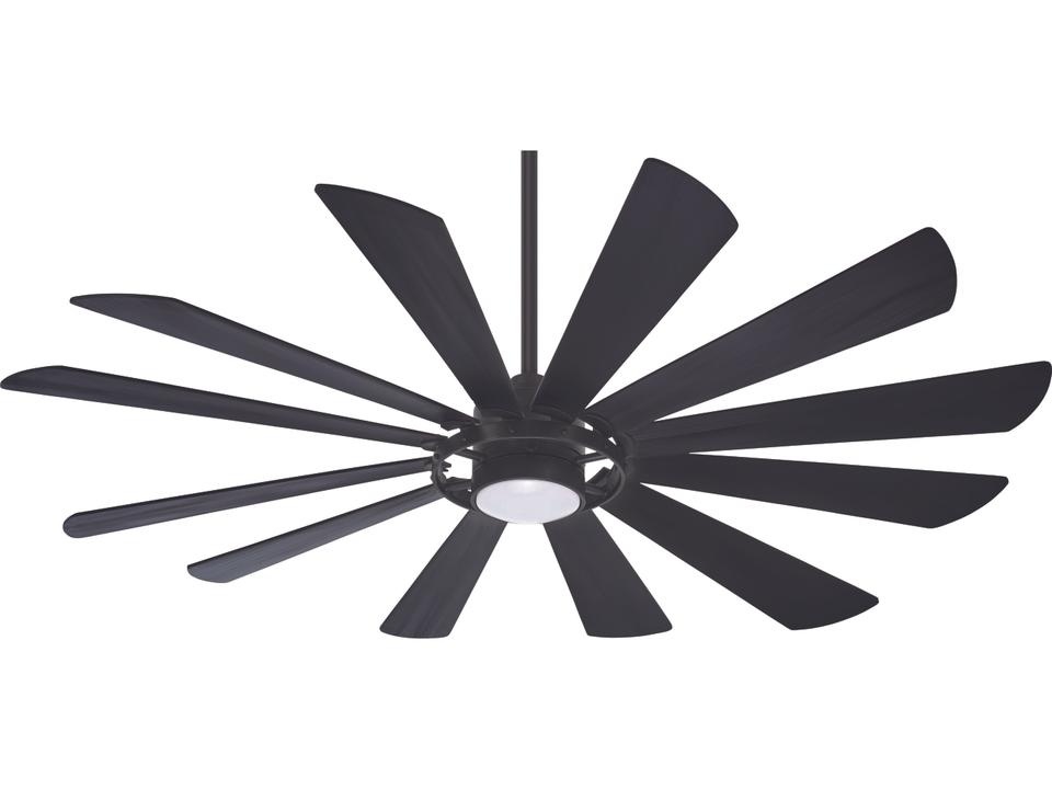 Windmolen 65-Inch 12-Blade Indoor Outdoor Smart Ceiling Fan in Textured Coal