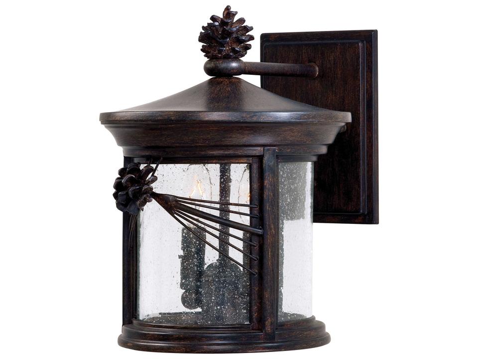 Abbey Lane 2-Light Outdoor Wall Sconce in Iron Oxide with Seeded Glass