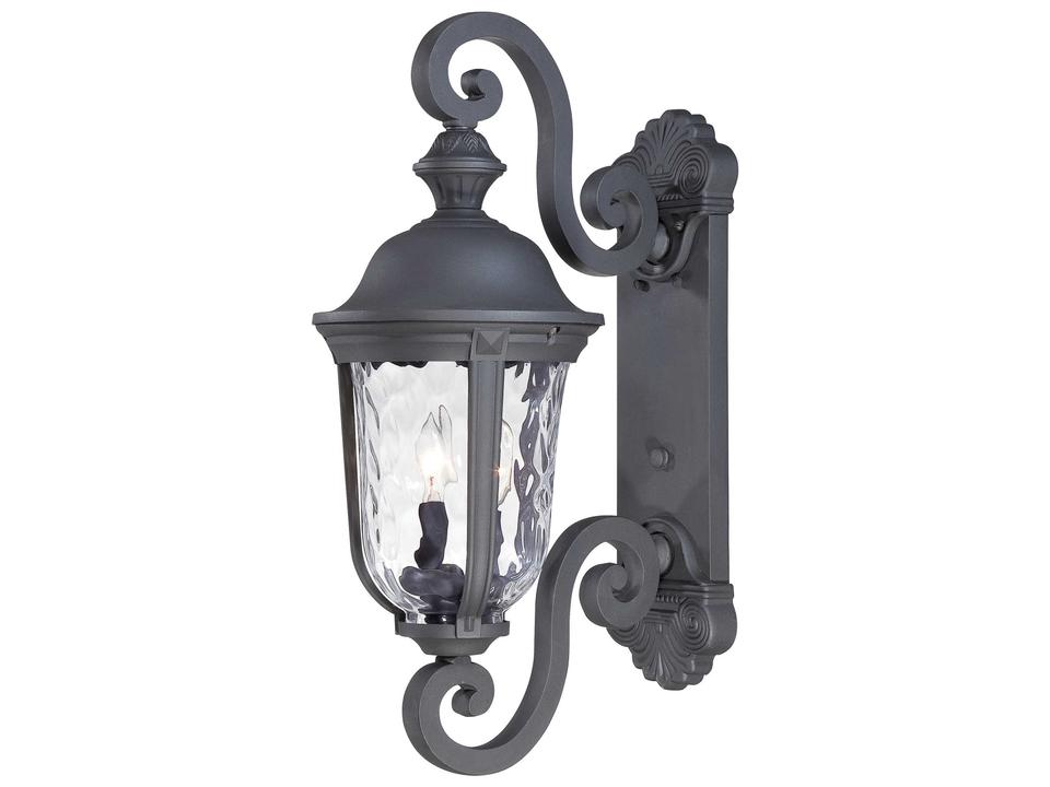 Ardmore 2-Light Outdoor Wall Light with Hammered Glass in Coal Black