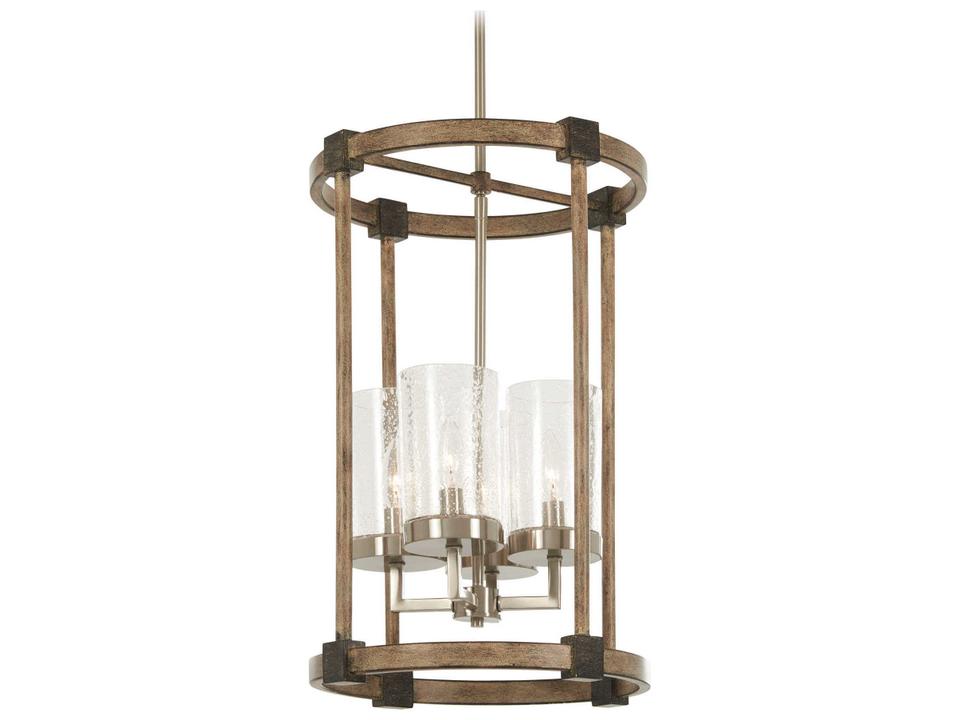 Bridlewood 4-Light Stone Grey Brushed Nickel Glass Candelabra Cylinder Chandelier