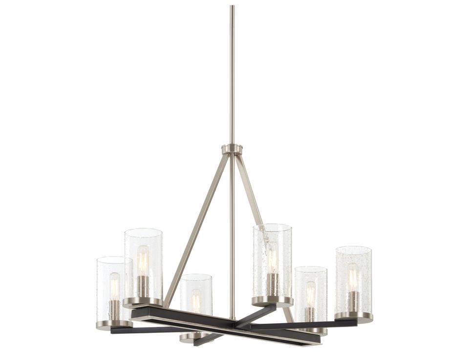 6-Light Coles Crossing Chandelier in Coal with Brushed Nickel