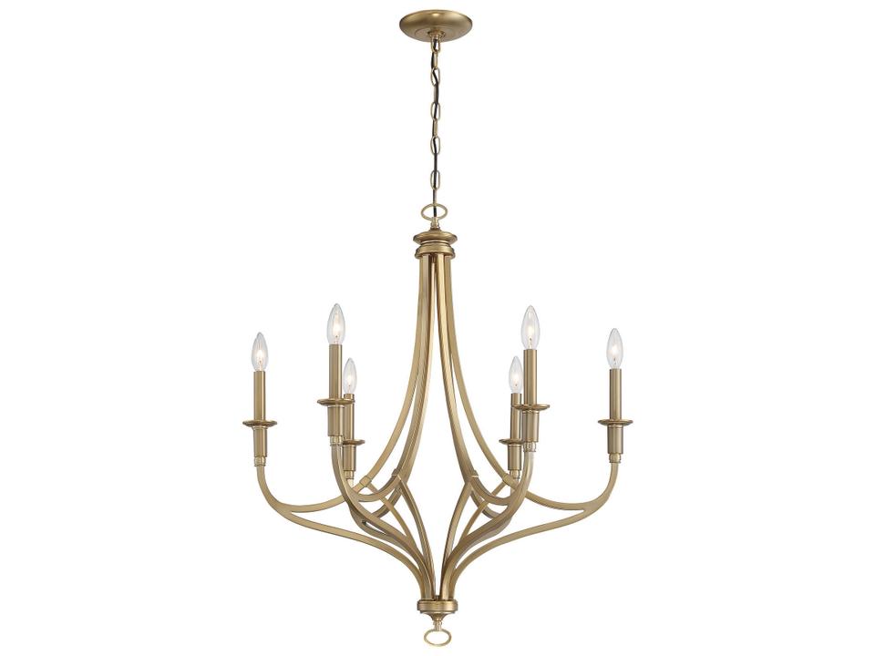 Covent Park 6-Light Brushed Honey Gold Candelabra Chandelier