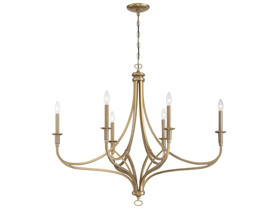 6-Light Covent Park Oval Chandelier in Brushed Honey Gold