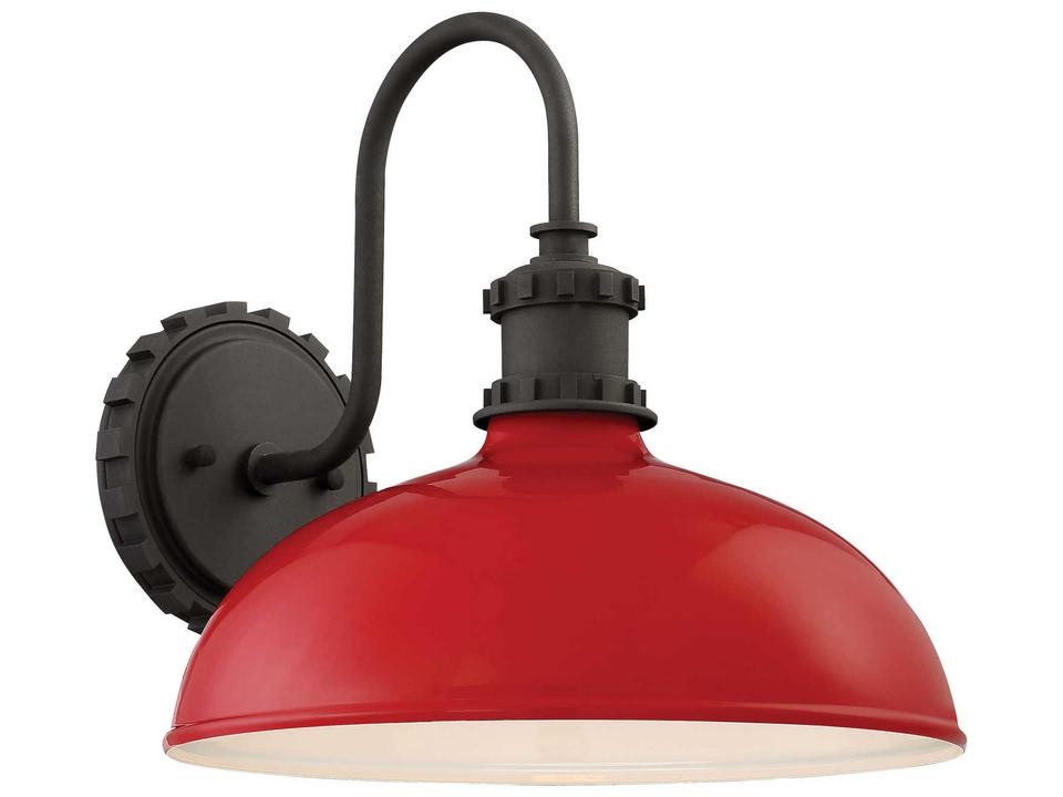 Escudilla 1-Light Outdoor Wall Sconce in Red Gloss