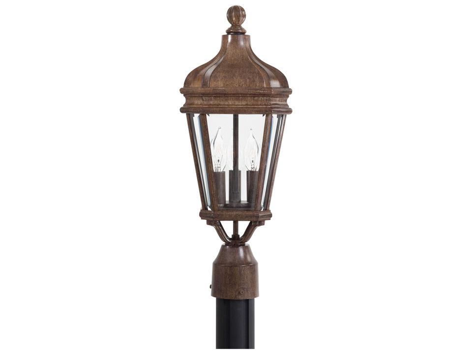 Harrison 3-Light Outdoor Post Lantern in Vintage Rust