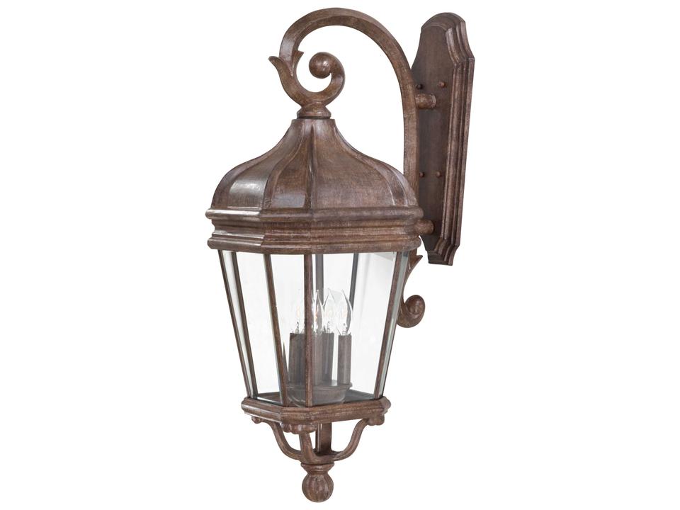 Harrison 4-Light Outdoor Wall Light in Vintage Rust with Clear Beveled Glass