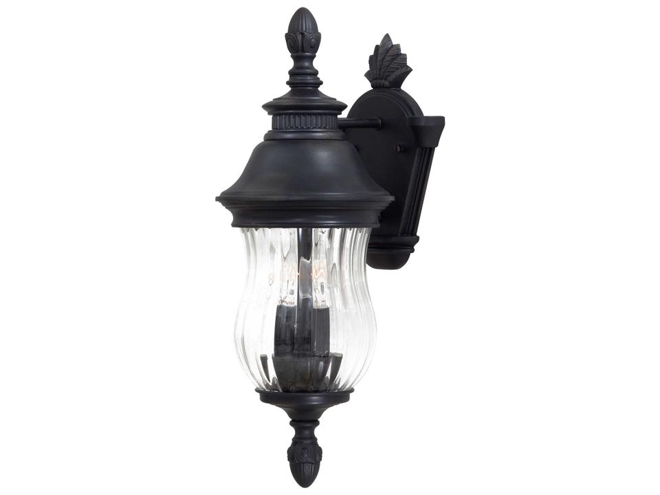 Newport 2-Light Outdoor Wall Lantern in Heritage with Clear Optic Glass