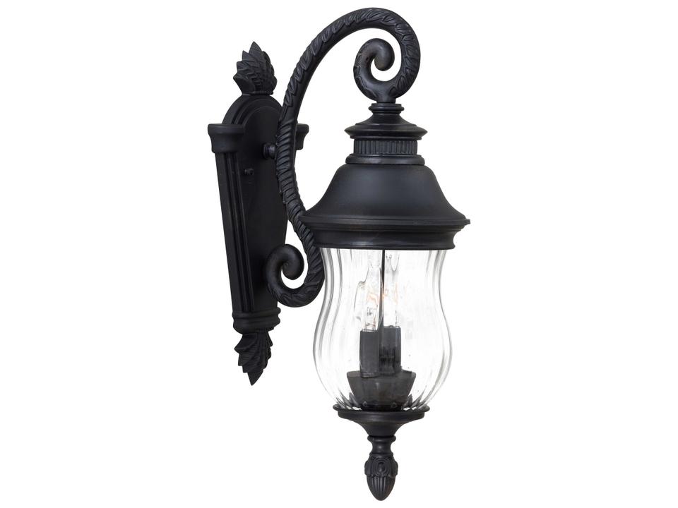 Newport 2-Light Outdoor Wall Mount with Clear Optic Glass in Heritage
