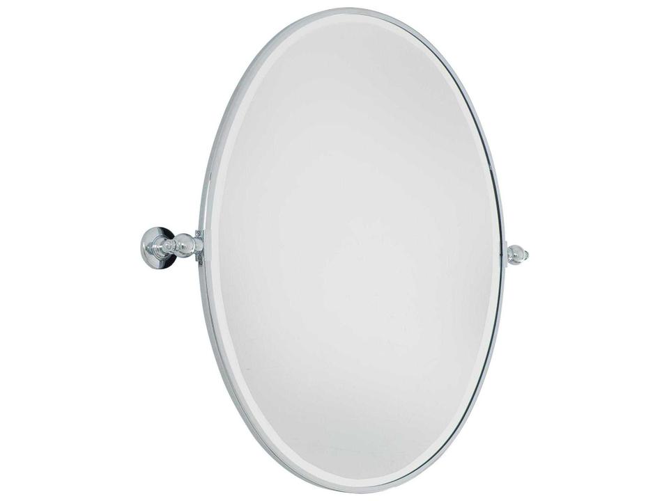 Pivot Mirrors Oval Wall Mirror in Chrome with Beveled Edge