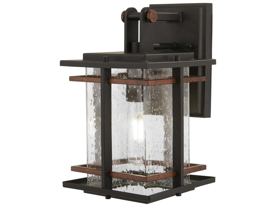 San Marcos 1-Light Outdoor Wall Light in Black with Antique Copper