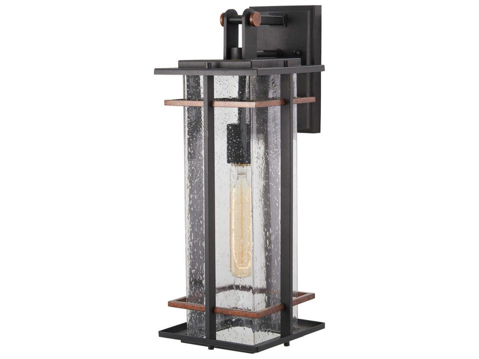 San Marcos 1-Light Outdoor Wall Light in Coal and Antique Copper Accents