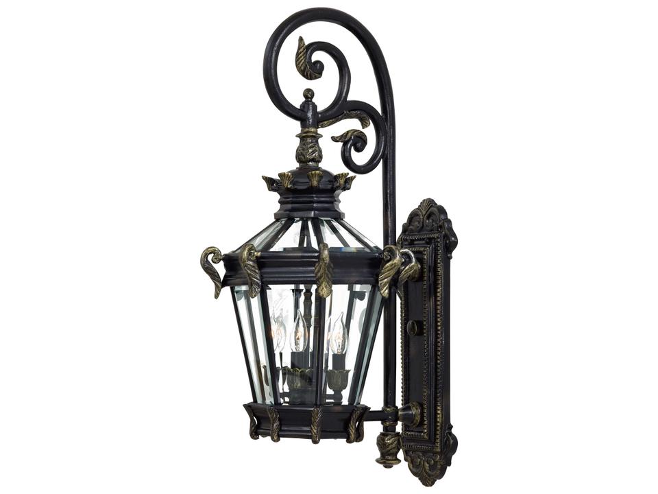 Stratford Hall 4-Light Outdoor Wall Light in Heritage with Gold Highlights