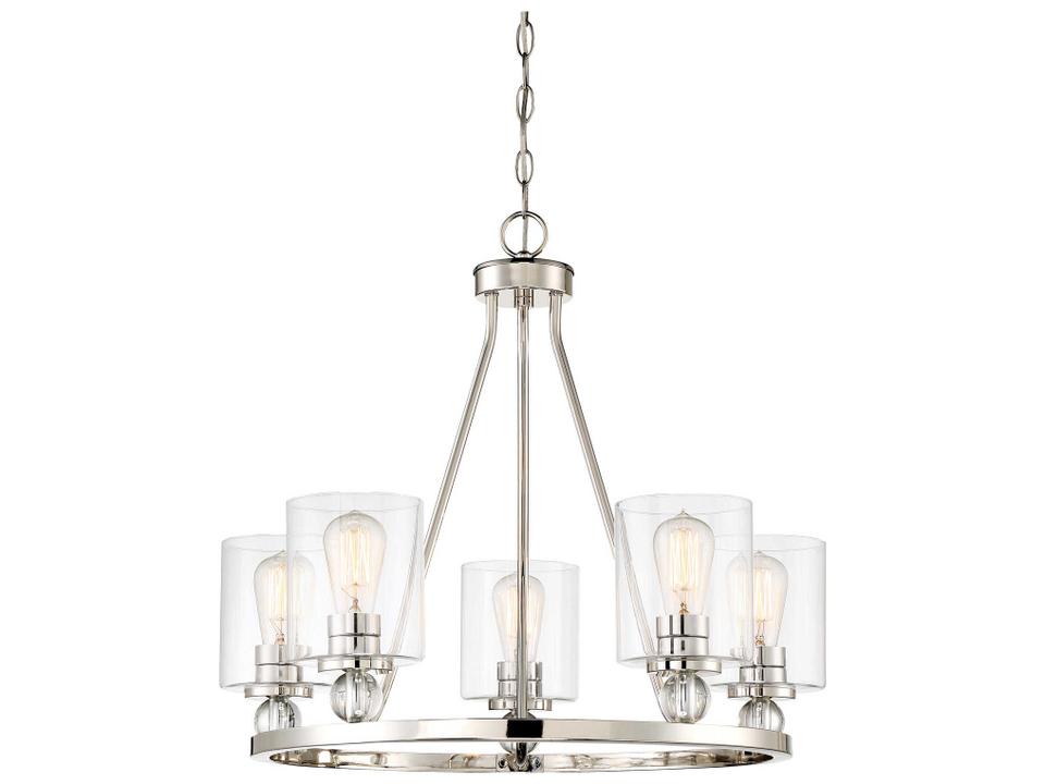 5-Light Studio 5 Chandelier in Polished Nickel with Clear Glass